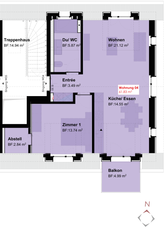 attraktive 2.5-Zi. Dachwohnung - Sevelen